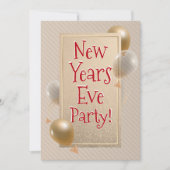 Invitation Soirée du Nouvel An - Ballons d'or et de blanc - R (Devant)