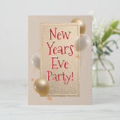Invitation Soirée du Nouvel An - Ballons d'or et de blanc - R (Debout devant)