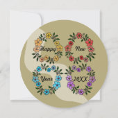 Invitation Soirée du Nouvel An beige avec couronne de fleurs (Dos)