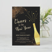 Invitation Soirée du Nouvel An Champagne d'or (Debout devant)