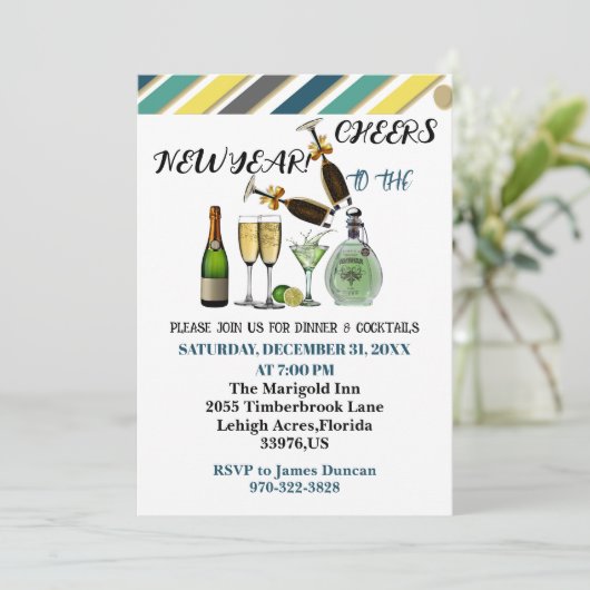 Invitation Soirée du Nouvel An Cocktail Art Moderne (Debout devant)