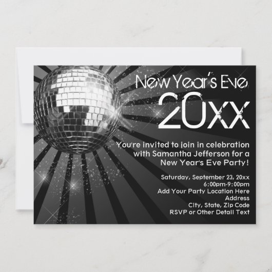 Invitation Soirée du Nouvel An de Disco Ball (Devant)