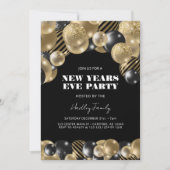 Invitation Soirée du Nouvel An de l'or moderne élégant (Devant)