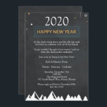 Invitation Soirée du Nouvel An élégante Chalkboard<br><div class="desc">Belle invitation de la fête de la Saint-Sylvestre Arrière - plan de Black Chalkboard,  avec une frontière verte avec "Bonne année" au sommet et la forêt d'hiver. Customisez avec votre salutation personnelle,  vos noms de famille et vos noms individuels.</div>