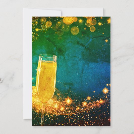 Invitation Soirée du Nouvel An élégante or et bleu (Dos)