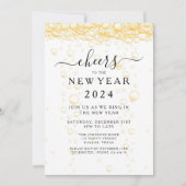 Invitation Soirée du Nouvel An Fizz Élégant (Devant)