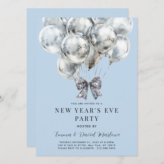 Invitation Soirée du Nouvel An moderne (Devant / Derrière)