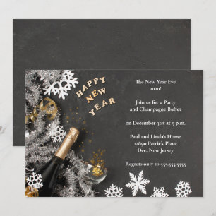 Invitation Soirée du Nouvel An noir