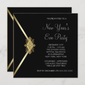 Invitation Soirée du Nouvel An noir (Devant / Derrière)