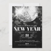 Invitation Soirée du Nouvel An noir et blanc (Devant)