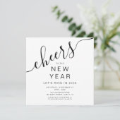 Invitation Soirée du Nouvel An noir et blanc (Debout devant)