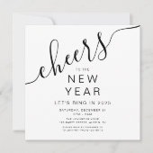 Invitation Soirée du Nouvel An noir et blanc (Devant)