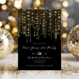 Invitation Soirée du Nouvel An Noir et Or