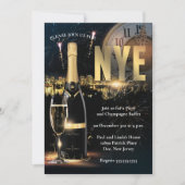 Invitation Soirée du Nouvel An noir et or (Devant)