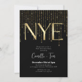 Invitation Soirée du Nouvel An Noir et Or (Devant)