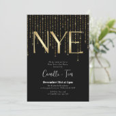 Invitation Soirée du Nouvel An Noir et Or (Debout devant)