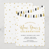 Invitation Soirée du Nouvel An Or, Fête des Fêtes d'Entrepris (Devant / Derrière)