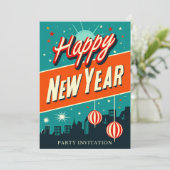 Invitation Soirée du Nouvel An Rétro (Debout devant)