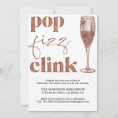 Invitation Soirée du Nouvel An Sparkle Rose Gold Cheers (Devant)