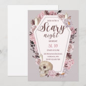 Invitation Soirée effrayant Crâne floral Halloween Party (Devant / Derrière)