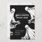 Invitation Soirée éffrayante d'Halloween avec deux fantômes (Devant)