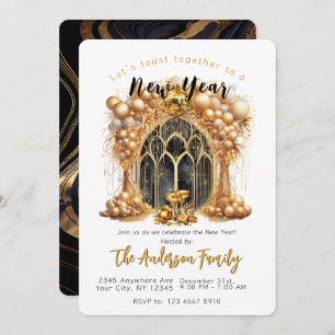 Invitation Soirée Elegant & Gold New Years