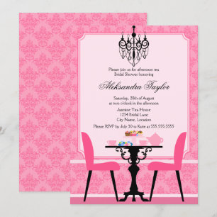 Invitation Soirée élégante à la Damas et au lustre Tea Party