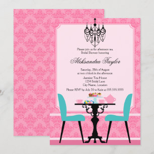 Invitation Soirée élégante à la Damas et au lustre Tea Party