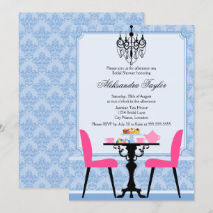 Invitation Soirée élégante à la Damas et au lustre Tea Party