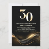 Invitation Soirée élégante Black and Gold 30e anniversaire (Devant)