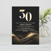 Invitation Soirée élégante Black and Gold 30e anniversaire (Debout devant)