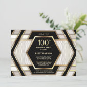 Invitation Soirée élégante Black Gold 100e anniversaire (Debout devant)