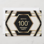 Invitation Soirée élégante Black Gold 100e anniversaire (Dos)