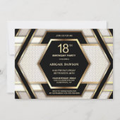 Invitation Soirée élégante Black Gold 18e anniversaire (Devant)