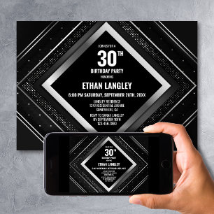 Invitation Soirée élégante Black Silver 30e anniversaire