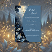 Invitation Soirée élégante Bleue & Forêt d'or