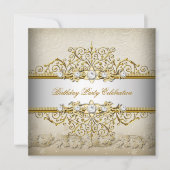 Invitation Soirée élégante crème dorée blanche beige (Devant)