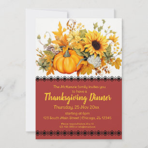 Invitation Soirée élégante d'automne Thanksgiving Dîner