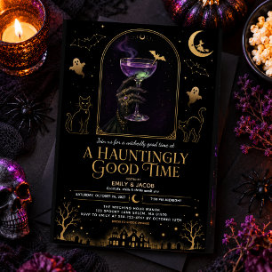 Invitation Soirée élégante de cocktail d'Halloween Sorcière