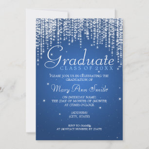 Invitation Soirée Elégante de la fête de la graduation Bleu é