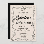 Invitation Soirée élégante des filles de Galentine (Devant / Derrière)