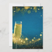 Invitation Soirée élégante du Nouvel An en or et bleu (Dos)