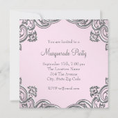 Invitation Soirée élégante en argent et mascarade rose (Dos)