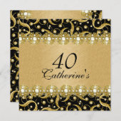 Invitation Soirée élégante en or noir "n'importe quel âge" (Devant / Derrière)