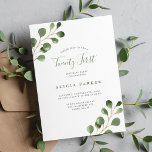 Invitation Soirée Elégante eucalyptus feuilles 21e anniversai<br><div class="desc">Rustique moderne aquarelle eucalyptus verdure feuillage Vingt-et-unième anniversaire invitation fête.</div>