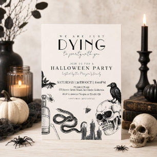 Invitation Soirée élégante gothique d'Halloween avec des crân