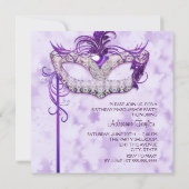 Invitation Soirée élégante masquée argent et violet (Dos)