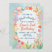 Invitation Soirée élégante Ocean Shell Fête à thème coloré (Devant / Derrière)