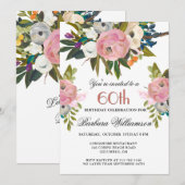Invitation Soirée élégante peinte à la main florale 60e anniv (Devant / Derrière)