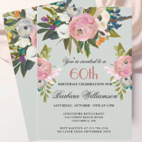 Soirée élégante peinte à la main florale 60e anniv